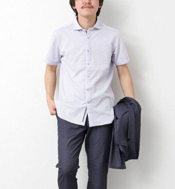 NOLLEY'S goodman「《ビジカジ対応》ハイゲージ サッカーストライプパラシュート半袖シャツ 25SS」|シャツ・ブラウス|