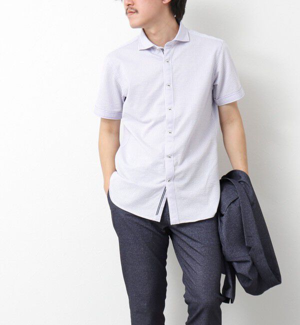 NOLLEY'S goodman「《ビジカジ対応》ハイゲージ サッカーストライプパラシュート半袖シャツ 25SS」|シャツ・ブラウス|