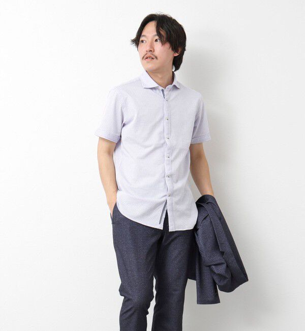 NOLLEY'S goodman「《ビジカジ対応》ハイゲージ サッカーストライプパラシュート半袖シャツ 25SS」|シャツ・ブラウス|