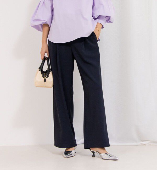 NOLLEY'S「《セットアップ対応》ウォッシャブルツイルイージーパンツ」|その他|ネイビー