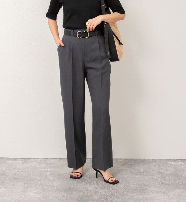 NOLLEY'S「【PR林☆別注カラーあり】ウォッシャブルツイルストレッチ愛されワイドパンツ」|その他|チャコールグレー