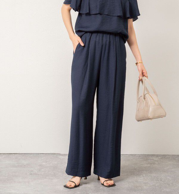 NOLLEY'S「◇【WEB限定】《セットアップ対応》ジュピターインゴムイージーワイドパンツ」|その他|ネイビー
