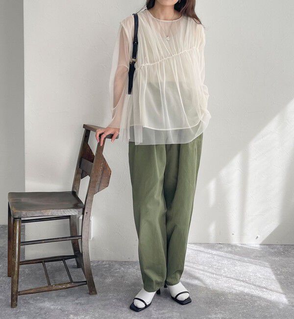 fredy emue「チュールシャーリングブラウス」|Tシャツ・カットソー|