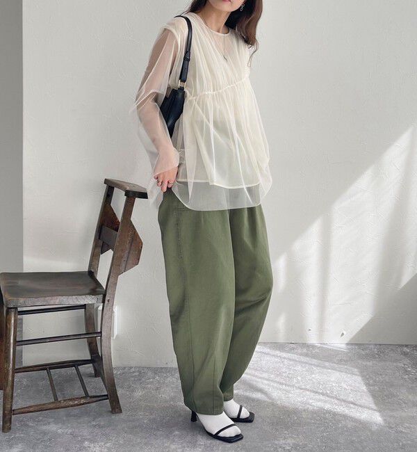 fredy emue「チュールシャーリングブラウス」|Tシャツ・カットソー|