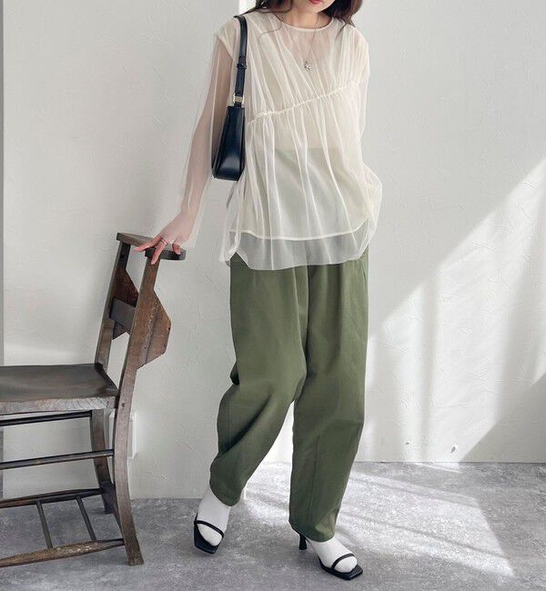 fredy emue「チュールシャーリングブラウス」|Tシャツ・カットソー|