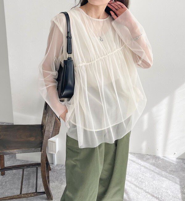 fredy emue「チュールシャーリングブラウス」|Tシャツ・カットソー|
