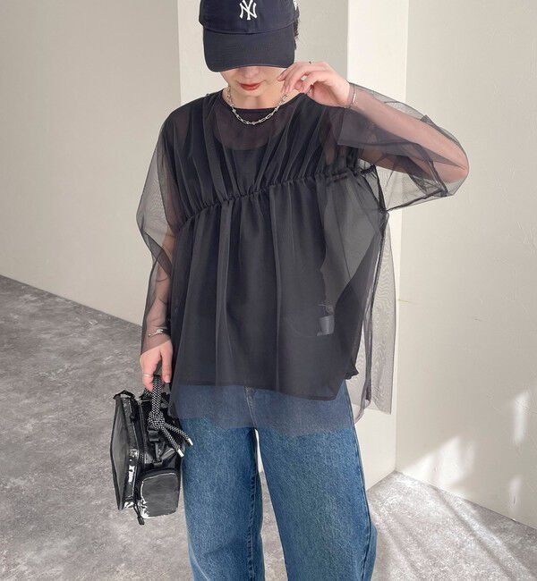 fredy emue「チュールシャーリングブラウス」|Tシャツ・カットソー|