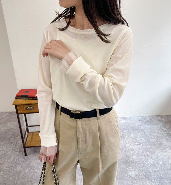 fredy emue「フロッキー袖チュールプルオーバー」|Tシャツ・カットソー|