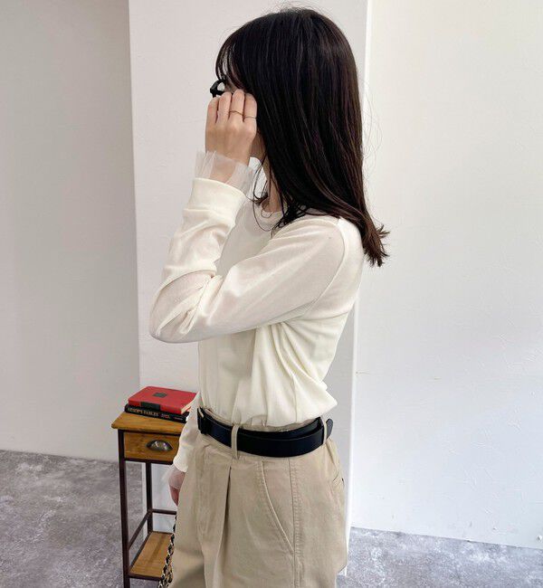 fredy emue「フロッキー袖チュールプルオーバー」|Tシャツ・カットソー|