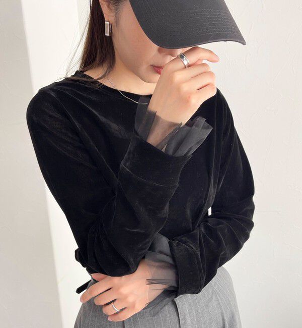 fredy emue「フロッキー袖チュールプルオーバー」|Tシャツ・カットソー|