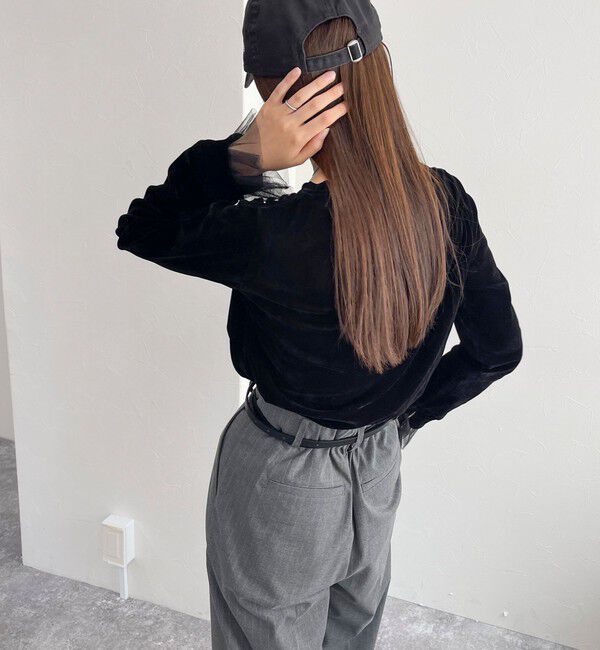 fredy emue「フロッキー袖チュールプルオーバー」|Tシャツ・カットソー|