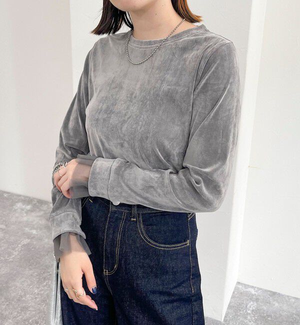 fredy emue「フロッキー袖チュールプルオーバー」|Tシャツ・カットソー|