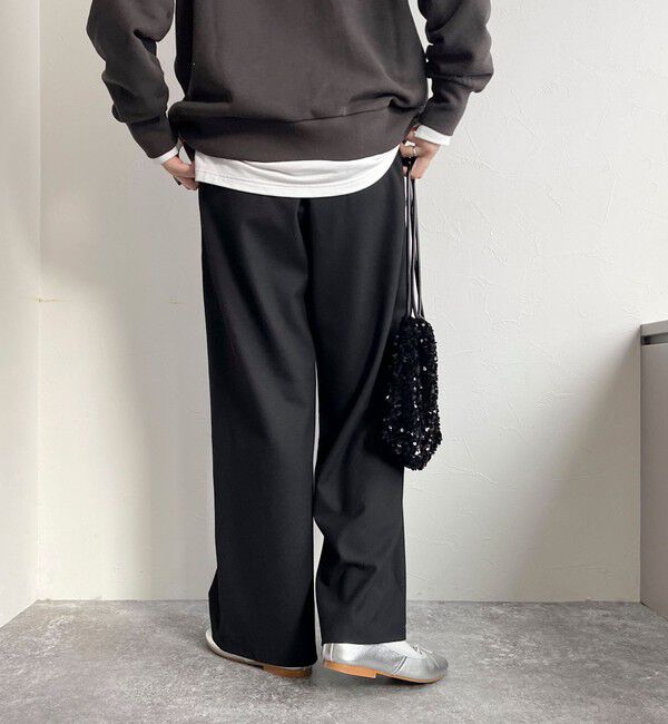 fredy emue「ソフトフランネルセミワイドパンツ」|その他|ブラック