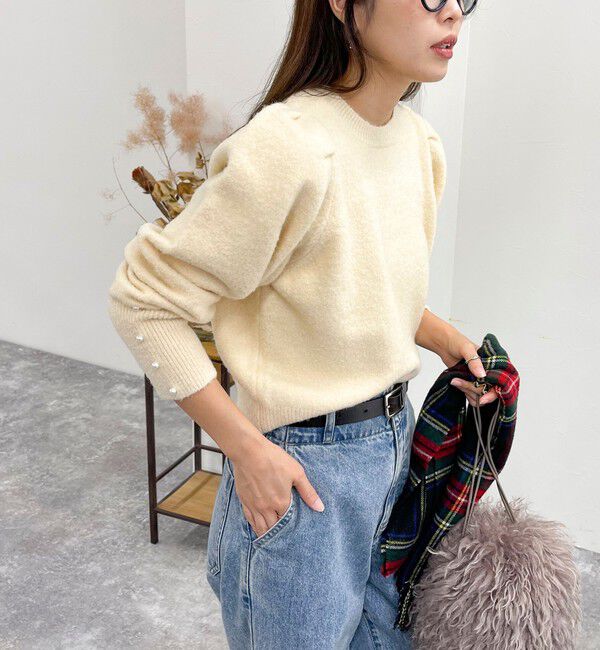 fredy emue「袖ボリュームパール付きニットプルオーバー」|ニット・セーター|