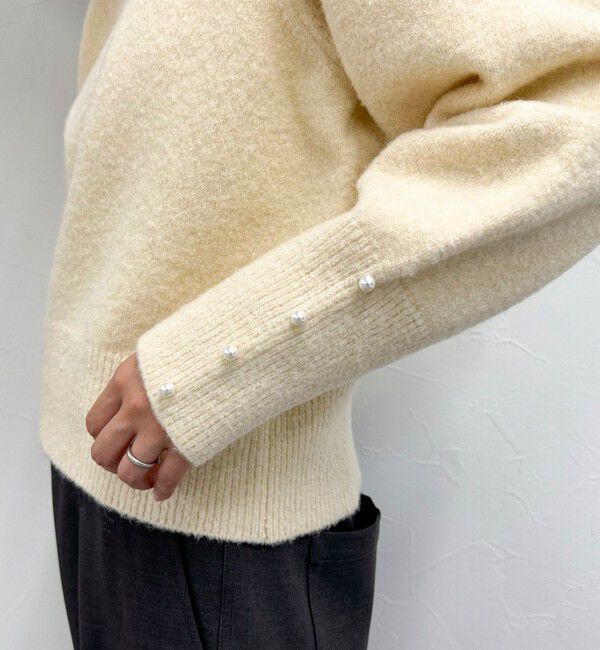 fredy emue「袖ボリュームパール付きニットプルオーバー」|ニット・セーター|