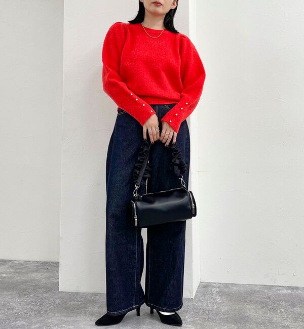 fredy emue「袖ボリュームパール付きニットプルオーバー」|ニット・セーター|