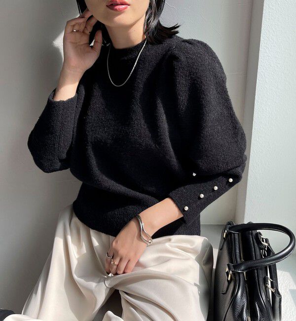 fredy emue「袖ボリュームパール付きニットプルオーバー」|ニット・セーター|