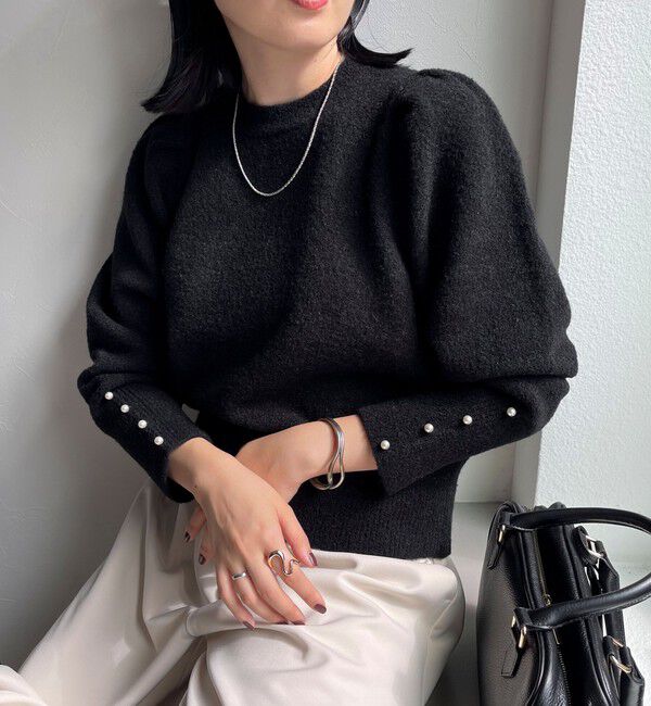 fredy emue「袖ボリュームパール付きニットプルオーバー」|ニット・セーター|