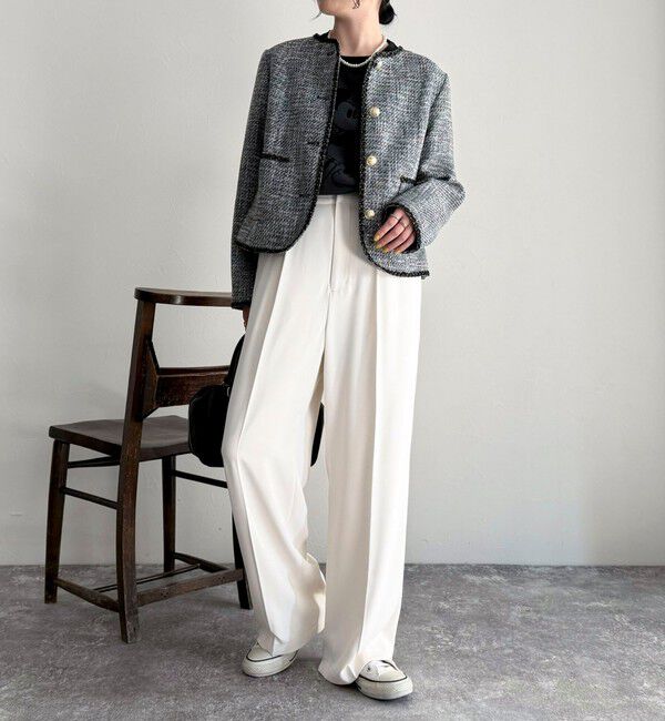 fredy emue「とろみツイルタックスラックス【レングス長め丈あり】」|スラックス|