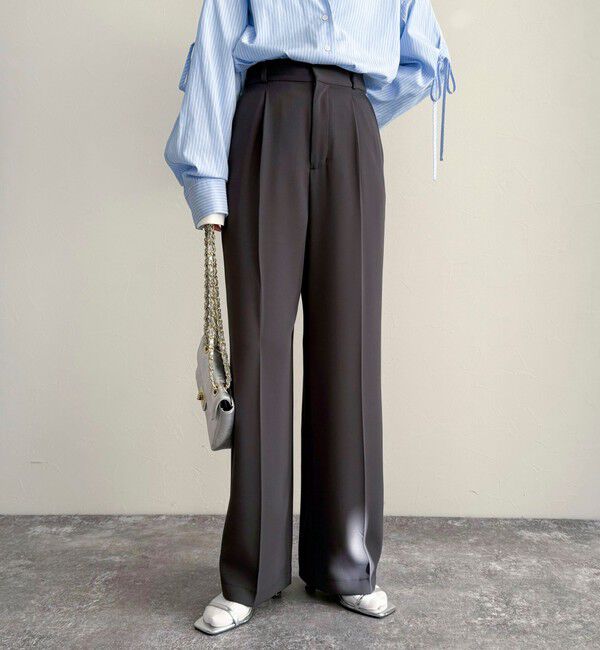 fredy emue「とろみツイルタックスラックス【レングス長め丈あり】」|スラックス|