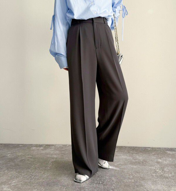 fredy emue「とろみツイルタックスラックス【レングス長め丈あり】」|スラックス|