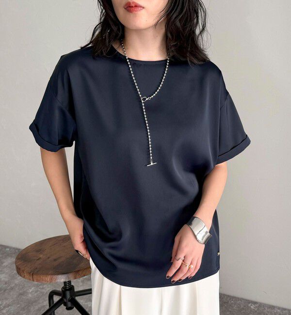 fredy emue「【WEB限定カラーあり】サテン半袖Tシャツブラウス」|シャツ・ブラウス|