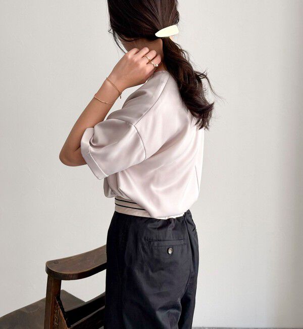 fredy emue「【WEB限定カラーあり】サテン半袖Tシャツブラウス」|シャツ・ブラウス|