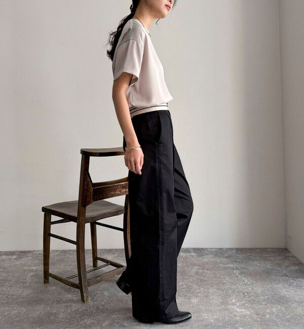 fredy emue「【WEB限定カラーあり】サテン半袖Tシャツブラウス」|シャツ・ブラウス|