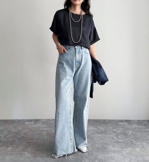 fredy emue「【WEB限定カラーあり】サテン半袖Tシャツブラウス」|シャツ・ブラウス|