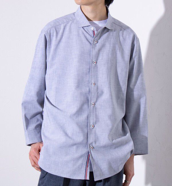 GLOSTER「【GLOSTER/グロスター】COOLMAX ポリトロ パラシュートボタン 七分袖レギュラーシャツ」|シャツ・ブラウス|