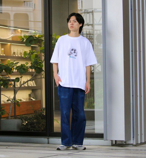 GLOSTER「【新柄追加】【GLOSTER/グロスター】DOG&CAT 犬猫プリントTシャツ」|Tシャツ・カットソー|