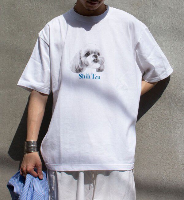 GLOSTER「【新柄追加】【GLOSTER/グロスター】DOG&CAT 犬猫プリントTシャツ」|Tシャツ・カットソー|