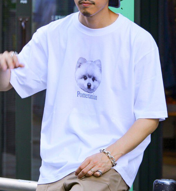 GLOSTER「【新柄追加】【GLOSTER/グロスター】DOG&CAT 犬猫プリントTシャツ」|Tシャツ・カットソー|