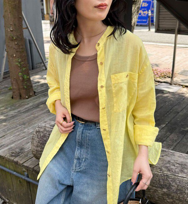 fredy emue「ラミーバンドカラーシャツ」|シャツ・ブラウス|イエロー