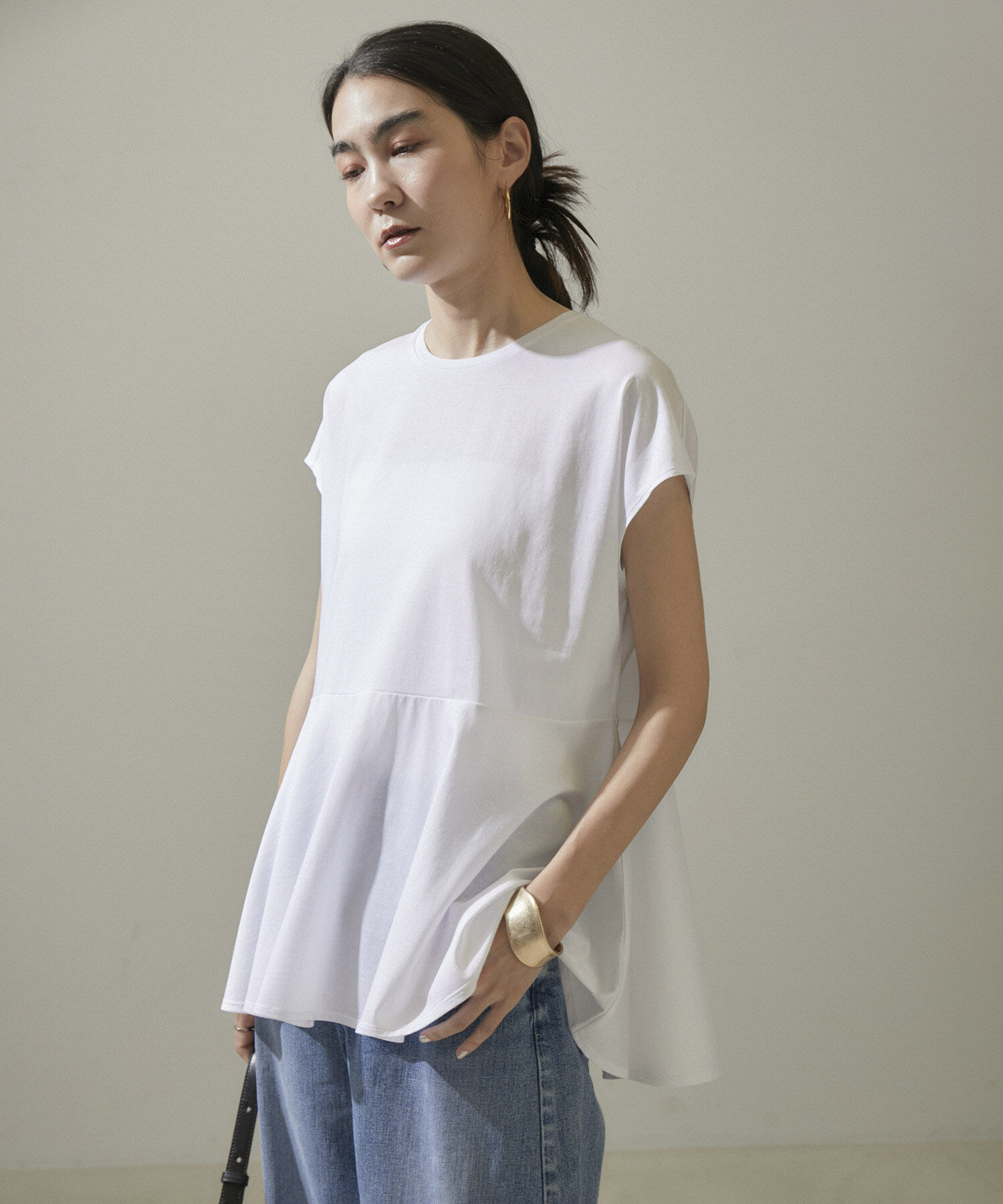 SALON adam et rope'「【WEB限定】フレンチスリーブペプラムTシャツ」|Tシャツ・カットソー|