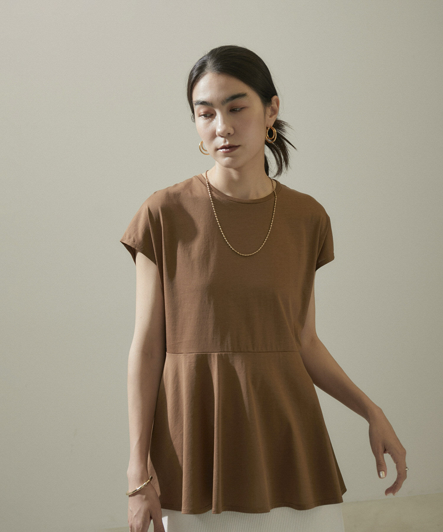 SALON adam et rope'「【WEB限定】フレンチスリーブペプラムTシャツ」|Tシャツ・カットソー|