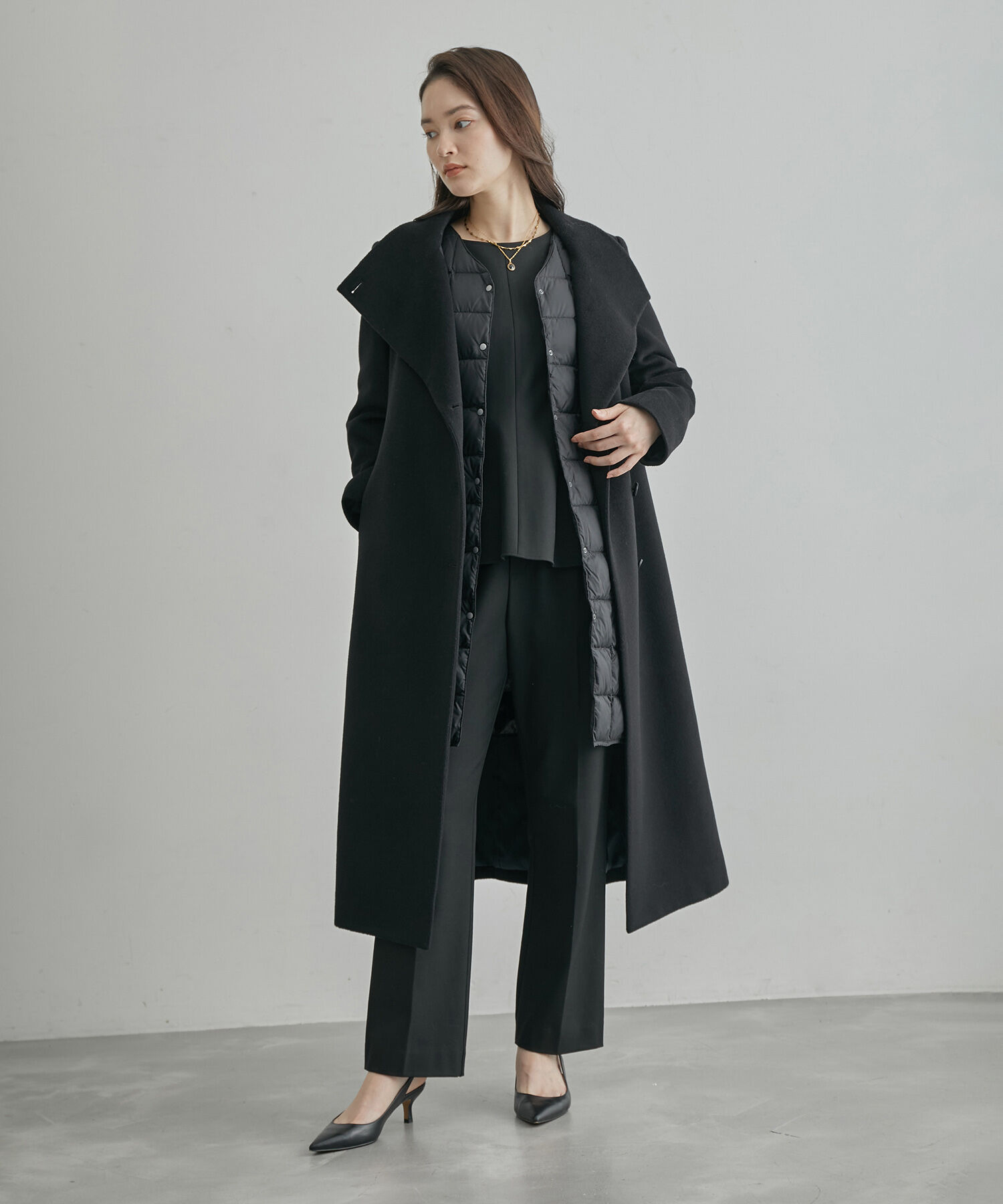 ROPE「【TAION】別注Vネックロングダウンベスト」|ダウン|