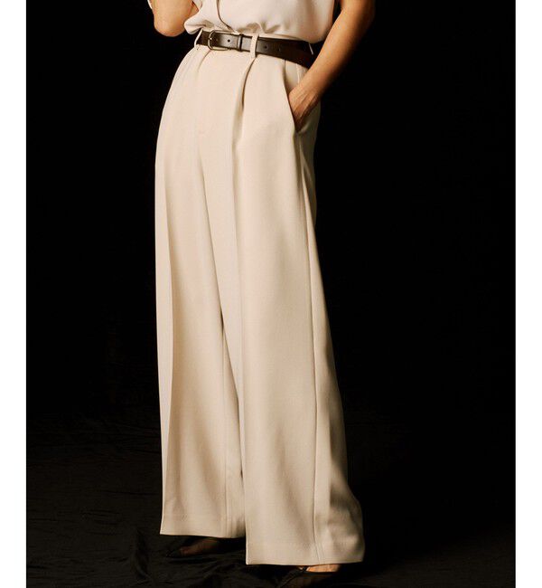 ROPE「[美人パンツ]ダブルクロスワイドパンツ/イージーケア」|チノ|ベージュ(27)