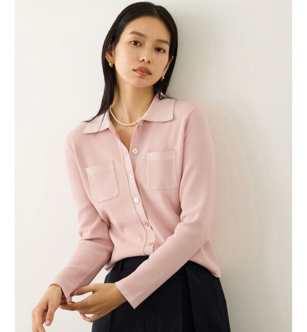 ROPE「ポロニットカーディガン/イージーケア」|カーディガン|ピンク(63)