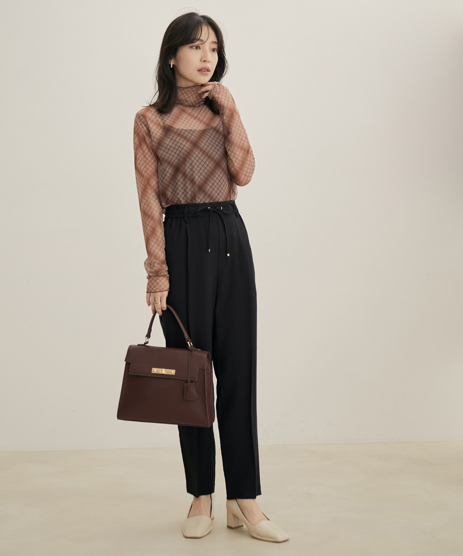 VIS「【程よい透け感】チェック＆花柄＆無地シアーインナー」|Tシャツ・カットソー|