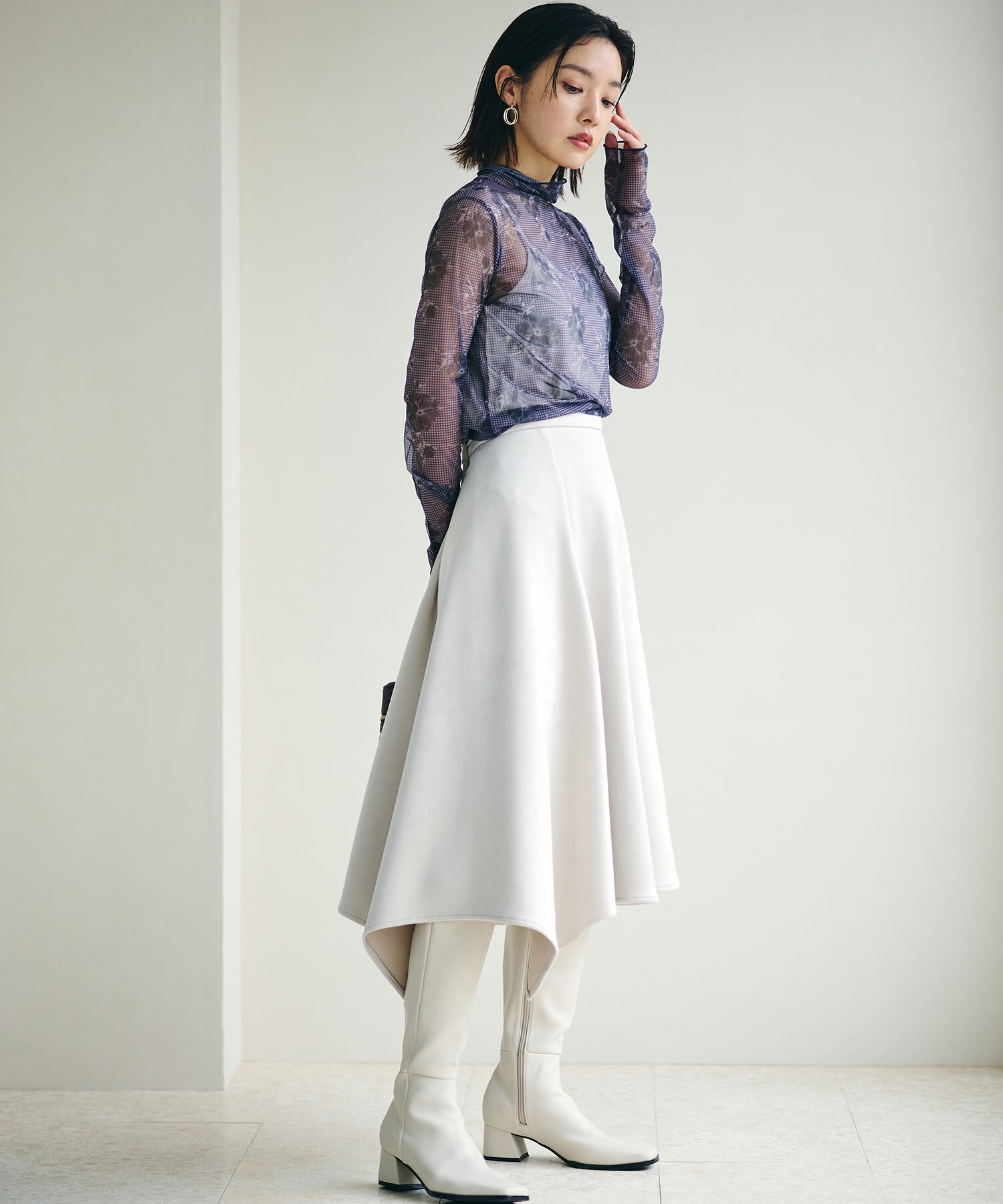 VIS「【程よい透け感】チェック＆花柄＆無地シアーインナー」|Tシャツ・カットソー|