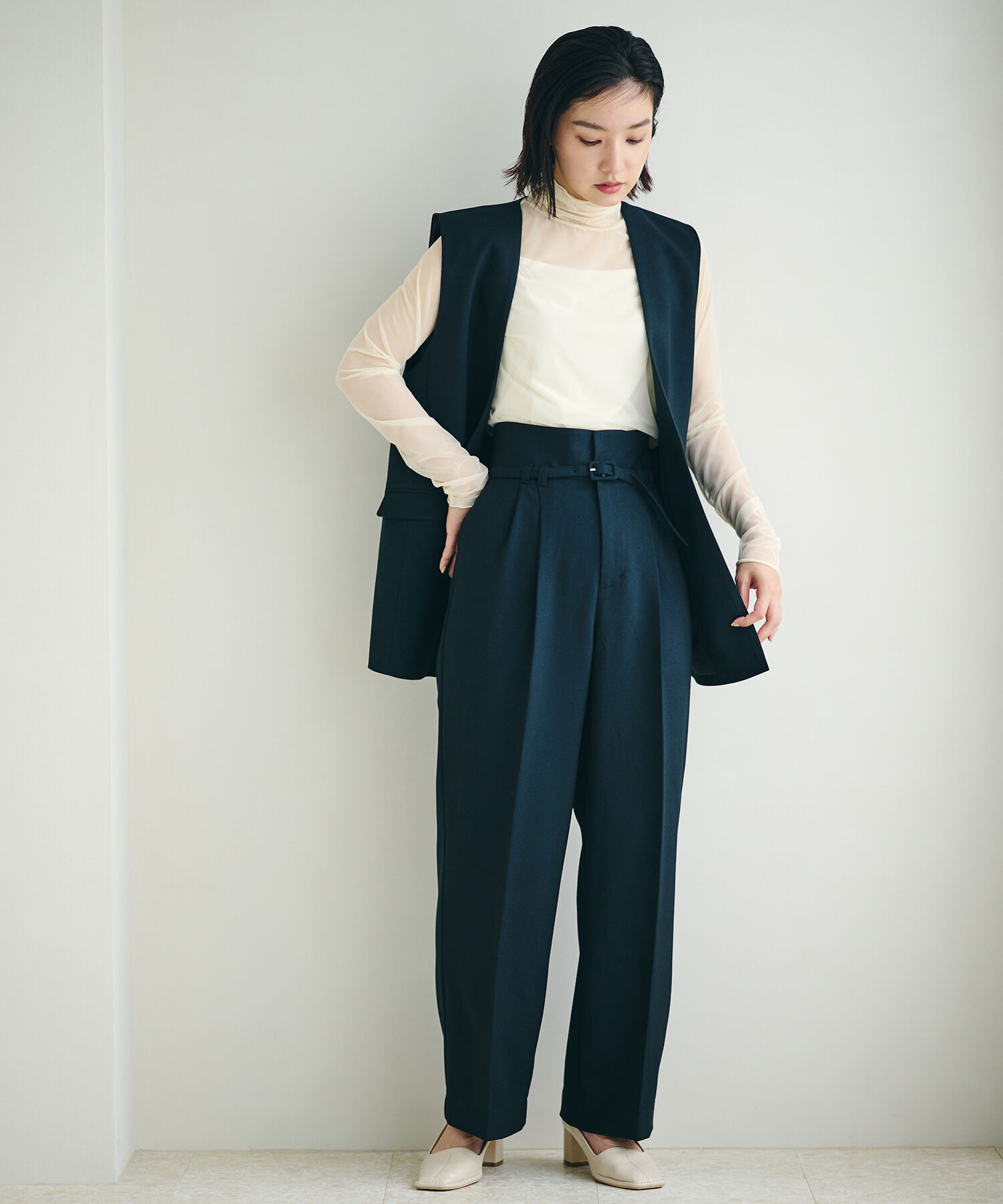 VIS「【程よい透け感】チェック＆花柄＆無地シアーインナー」|Tシャツ・カットソー|