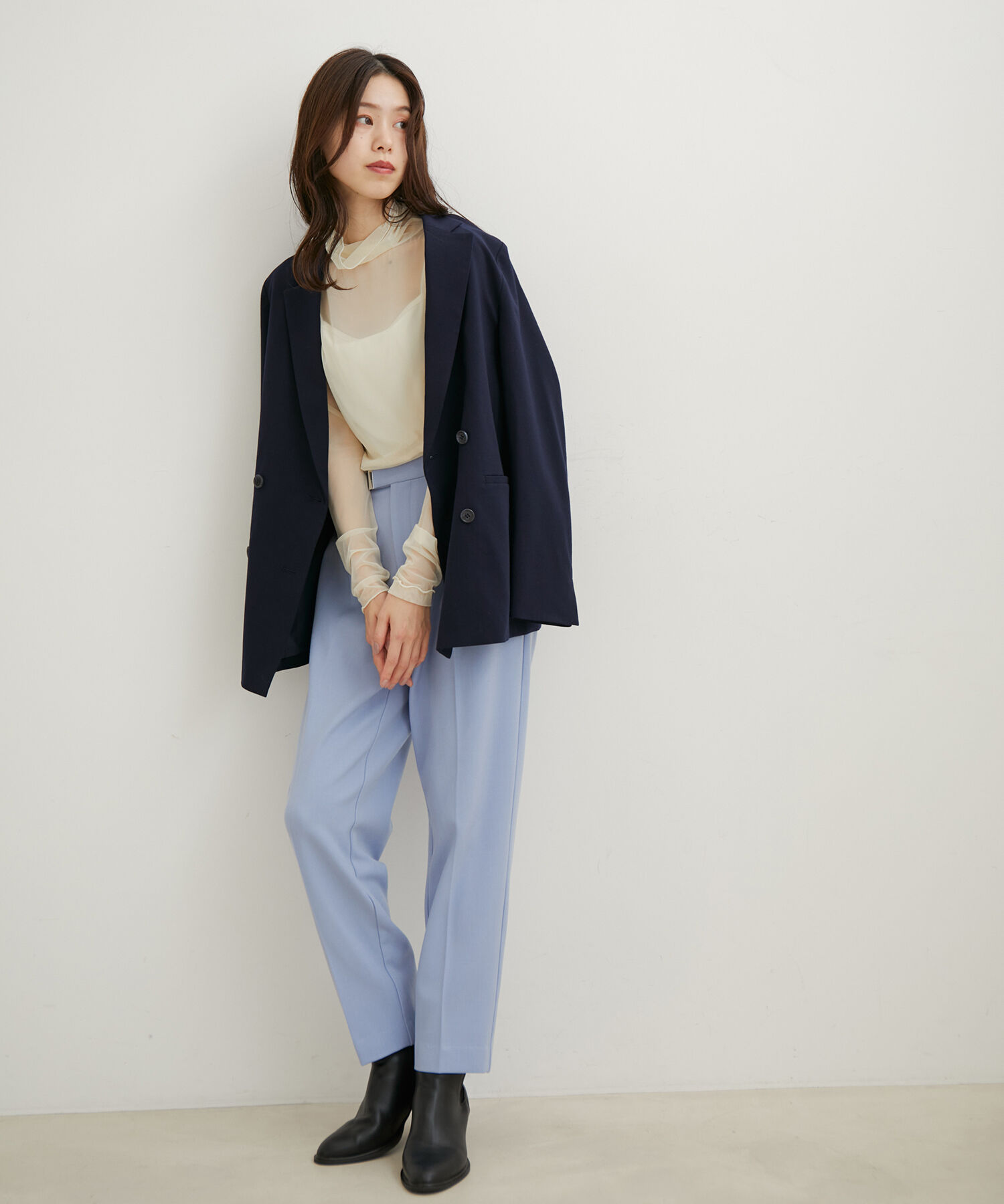 VIS「【程よい透け感】チェック＆花柄＆無地シアーインナー」|Tシャツ・カットソー|