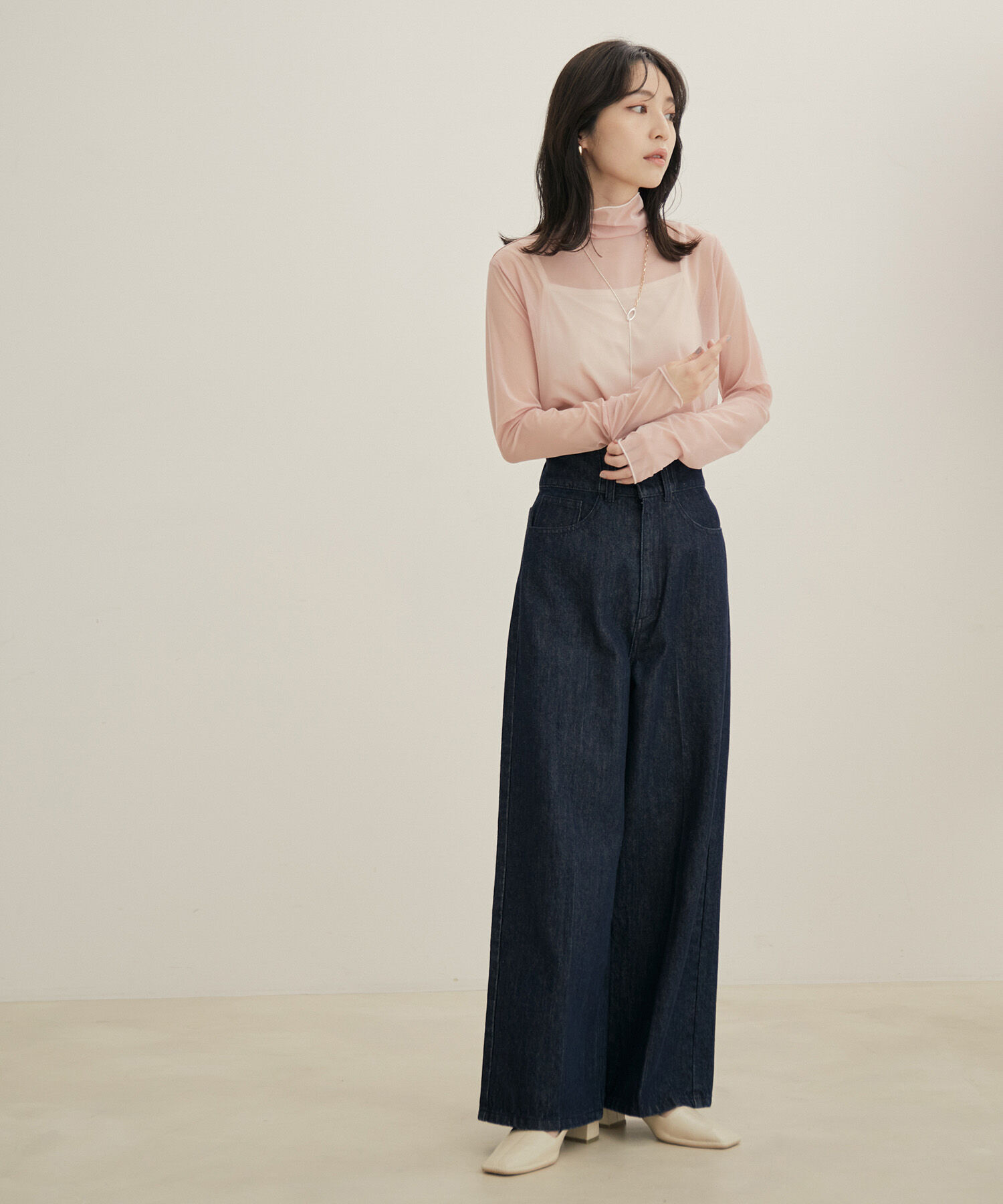 VIS「【程よい透け感】チェック＆花柄＆無地シアーインナー」|Tシャツ・カットソー|