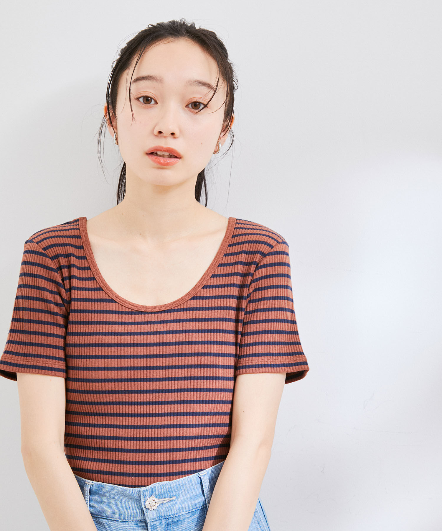 VIS「【洗える】【前後2WAY】テレコ半袖プルオーバー」|Tシャツ・カットソー|