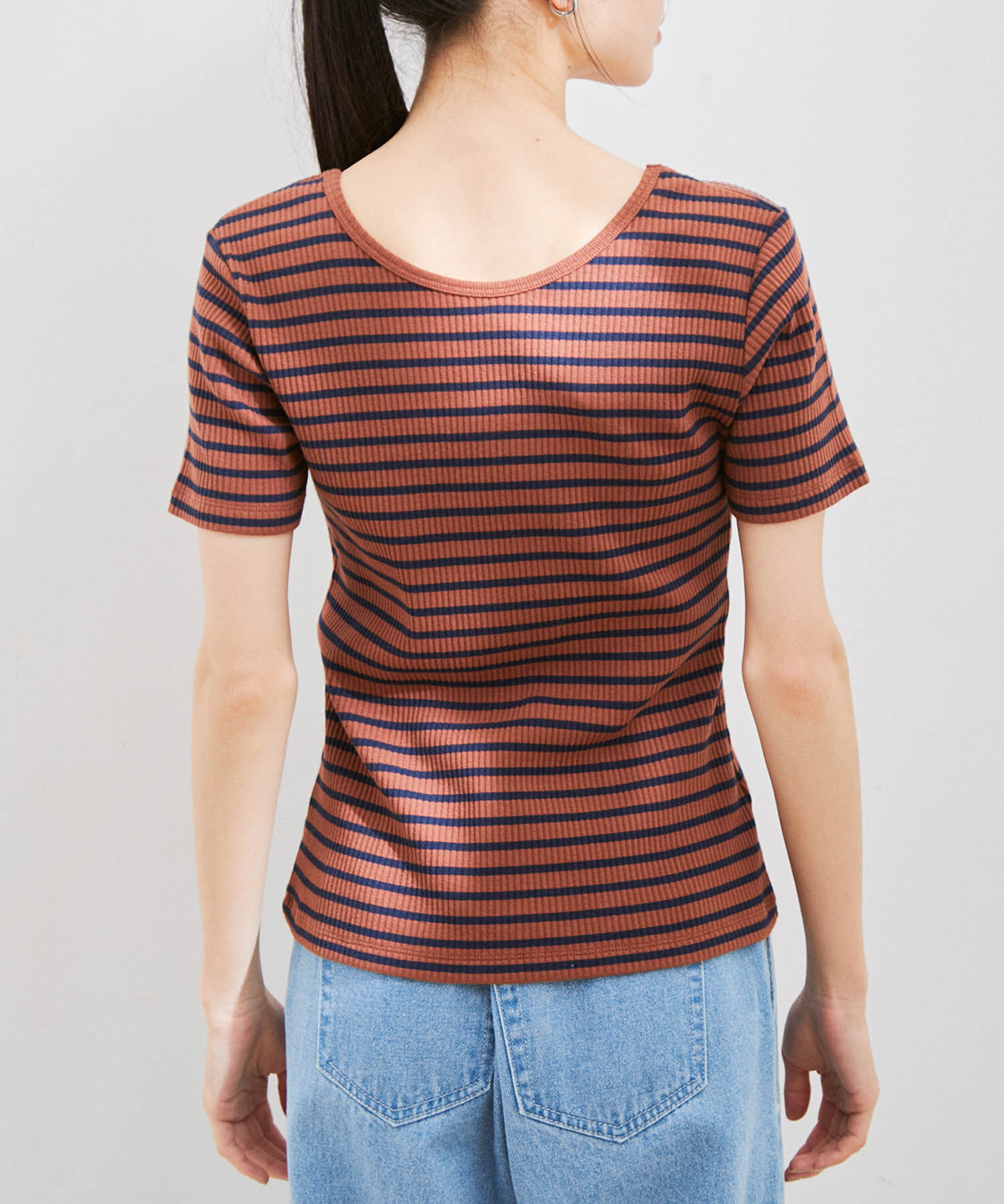 VIS「【洗える】【前後2WAY】テレコ半袖プルオーバー」|Tシャツ・カットソー|