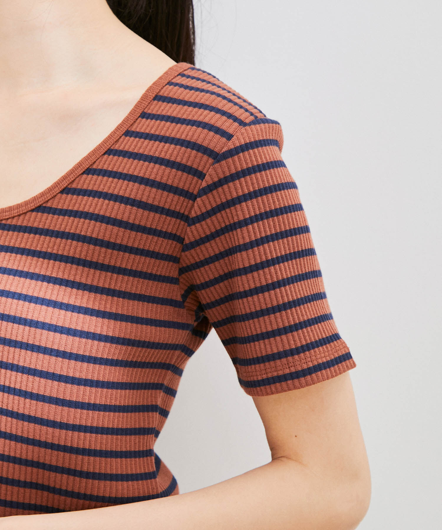 VIS「【洗える】【前後2WAY】テレコ半袖プルオーバー」|Tシャツ・カットソー|