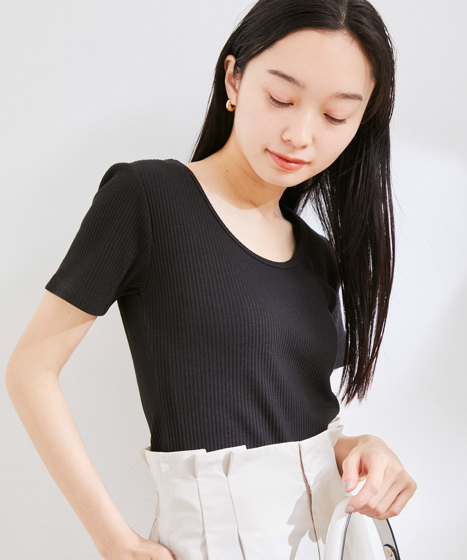 VIS「【洗える】【前後2WAY】テレコ半袖プルオーバー」|Tシャツ・カットソー|