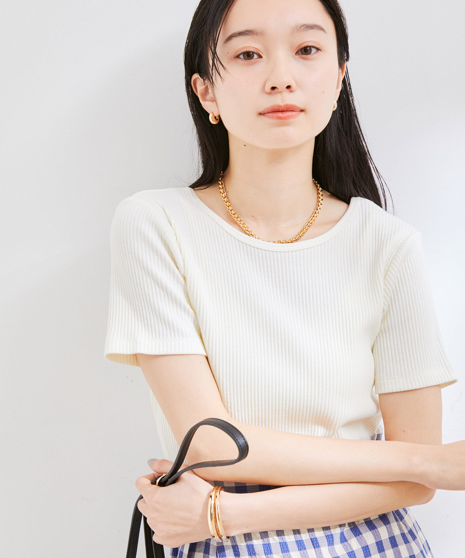 VIS「【洗える】【前後2WAY】テレコ半袖プルオーバー」|Tシャツ・カットソー|