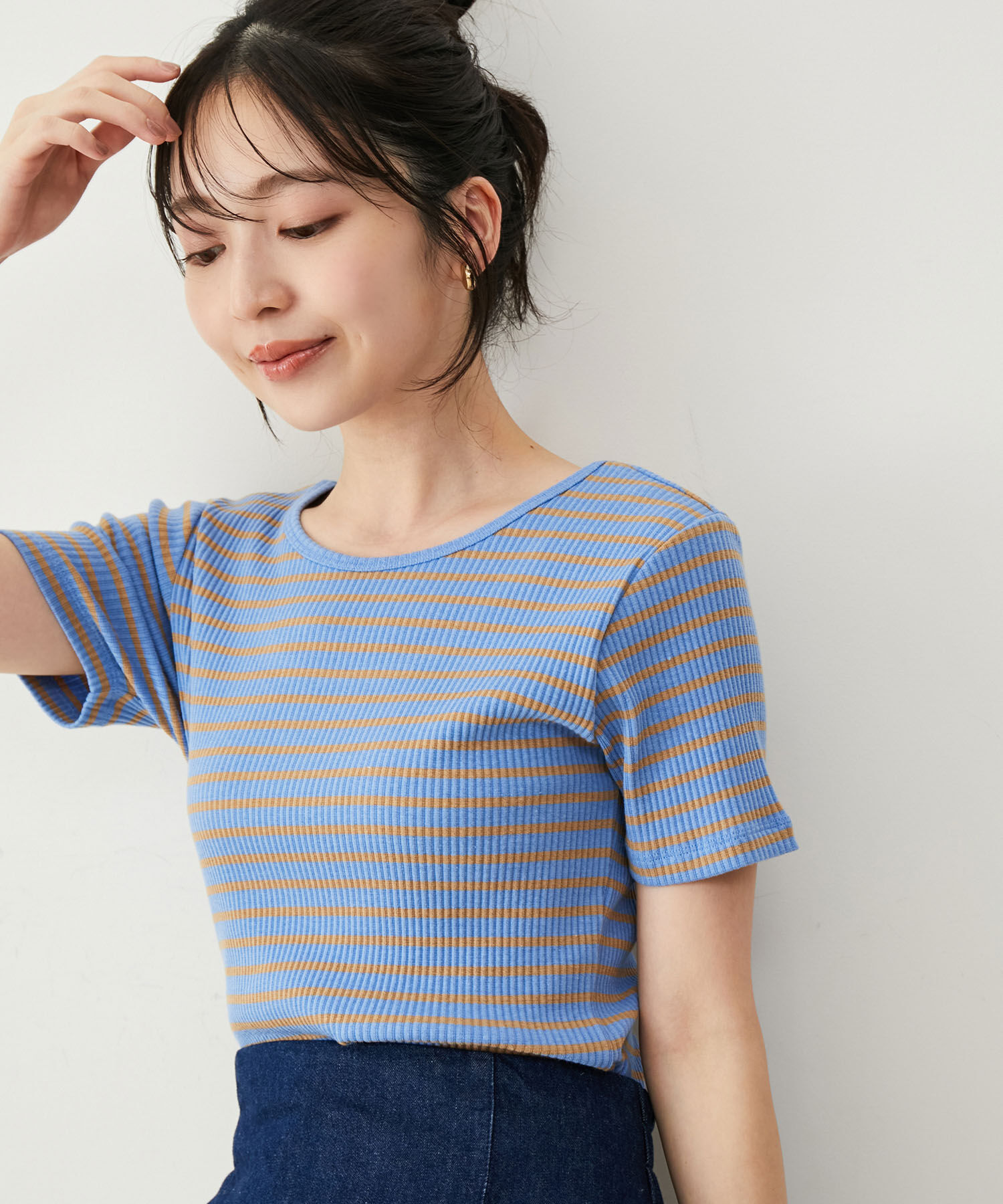 VIS「【洗える】【前後2WAY】テレコ半袖プルオーバー」|Tシャツ・カットソー|